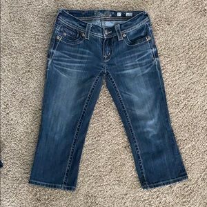 MissMe Cropped Jeans, distressed wash, size 27